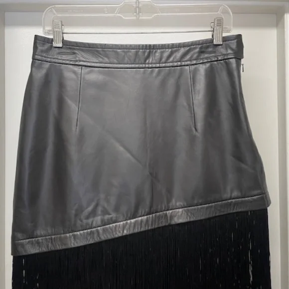 Helmet Lang Black Lamb Leather and Fringe Skirt EUC - Picture 6 of 14